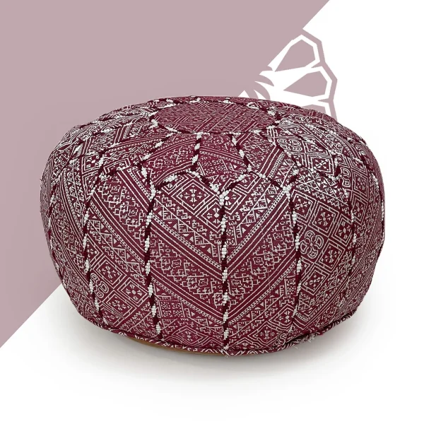 Buy Snowy Sangria Pouf - Handcrafted Moroccan Leather Pouf | KECHART