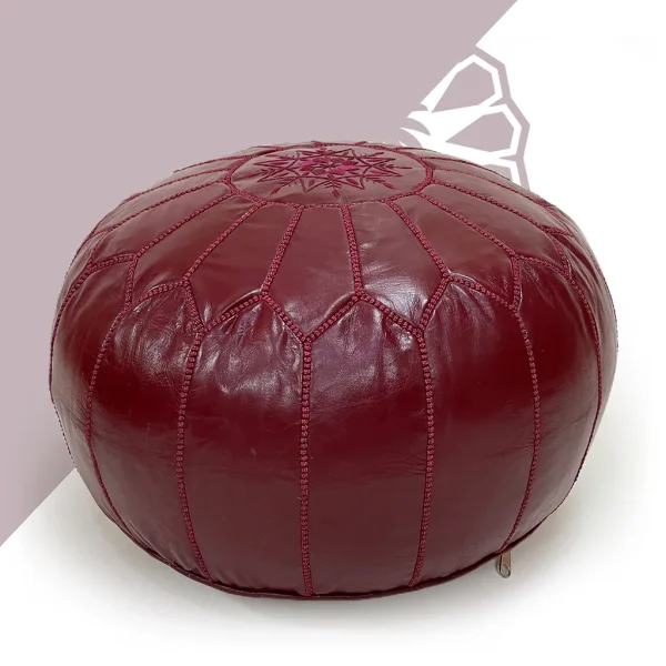 Get Cozy with the Garnet Glory Pouf - Handmade Leather Ottoman for Home Decor