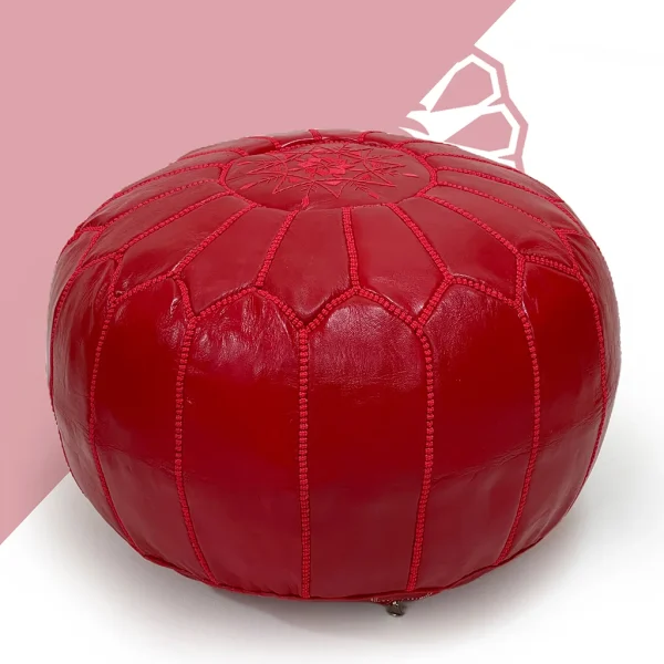 Rustic Romance Red Pouf: Add a Touch of Moroccan Charm to Your Home