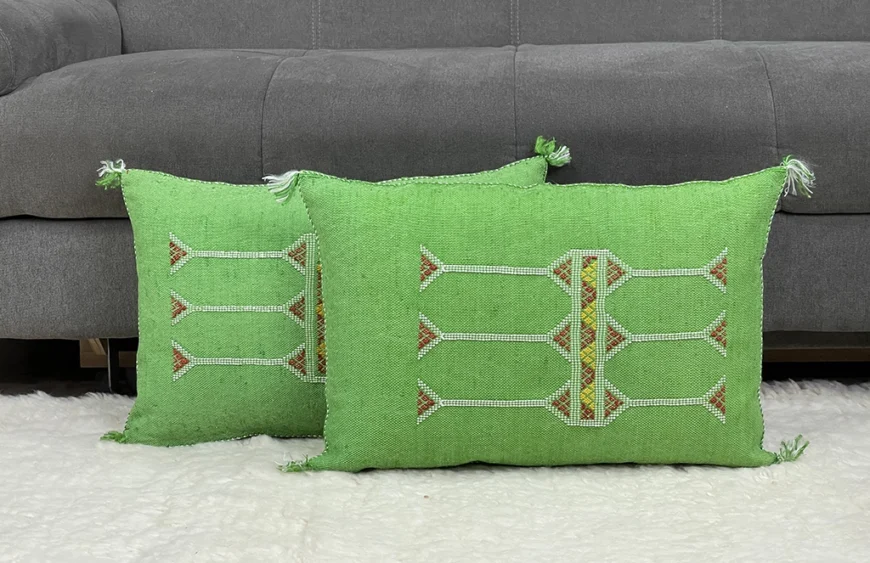 Refresh Your Home with Radiant Moss Pillow – 13x21in Moroccan Delight