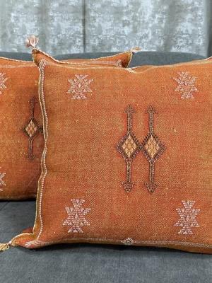 Sunset Bloom Pillow: Vibrant Moroccan Sabra Silk Decor | Save 36%