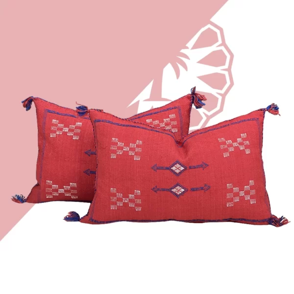 Cherry Charm Pillow: Bold Moroccan Silk | Sustainable Elegance