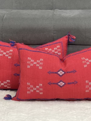 Cherry Charm Pillow: Bold Moroccan Silk | Sustainable Elegance