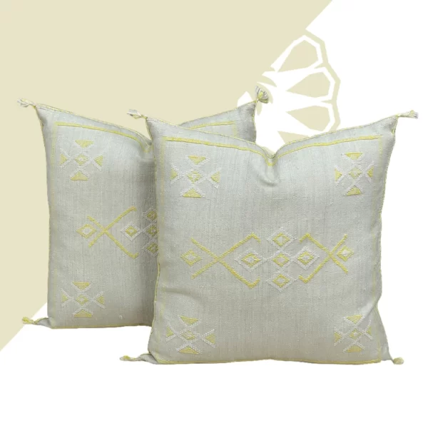 Discover the Sea Salt Gray Silk Pillow: Handmade Moroccan Elegance