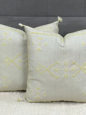 Discover the Sea Salt Gray Silk Pillow: Handmade Moroccan Elegance