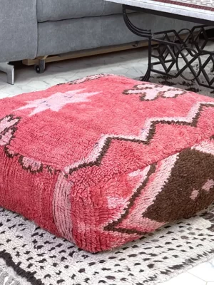 Jardin Rouge Kilim Pouf: A Vibrant & Artistic Addition to Your Home Decor
