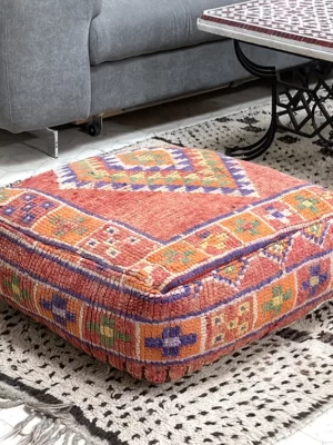 Berber Bedazzle Kilim Poufs: Vibrant Moroccan Charm for Your Home