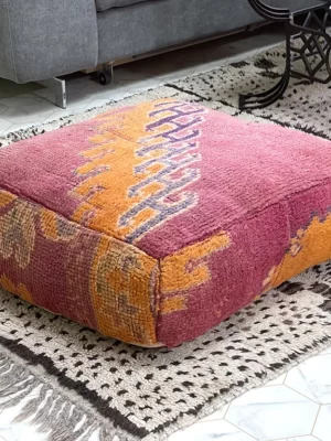 Magenta Majesty Kilim Poufs: Bold and Vibrant Moroccan Craftsmanship for Your Home