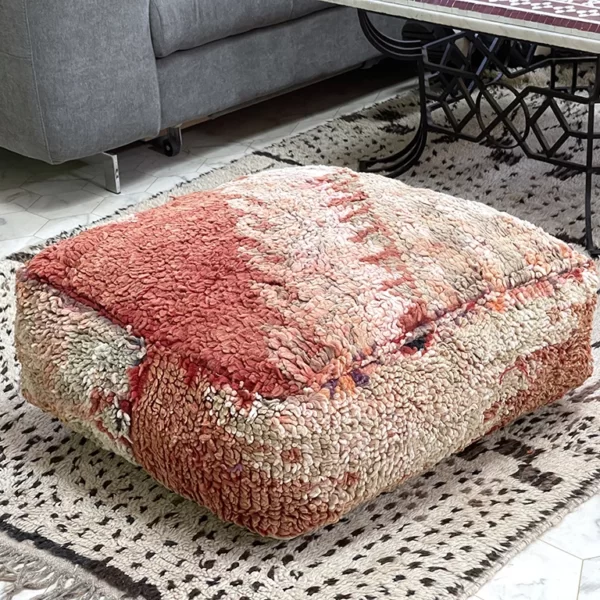 Raspberry Ripple Kilim Poufs: Unique and Vibrant Moroccan Handmade Decor for Your Home