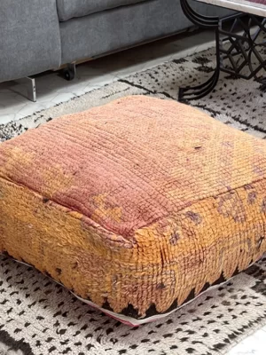 Sunset Mango Kilim Poufs: Vibrant and Eye-catching Moroccan Handmade Decor for Your Home