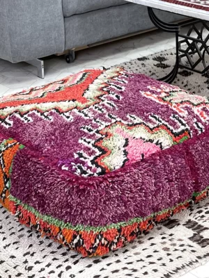 Elevate Your Home with the Bold and Beautiful Ruby Rendezvous Kilim Pouf