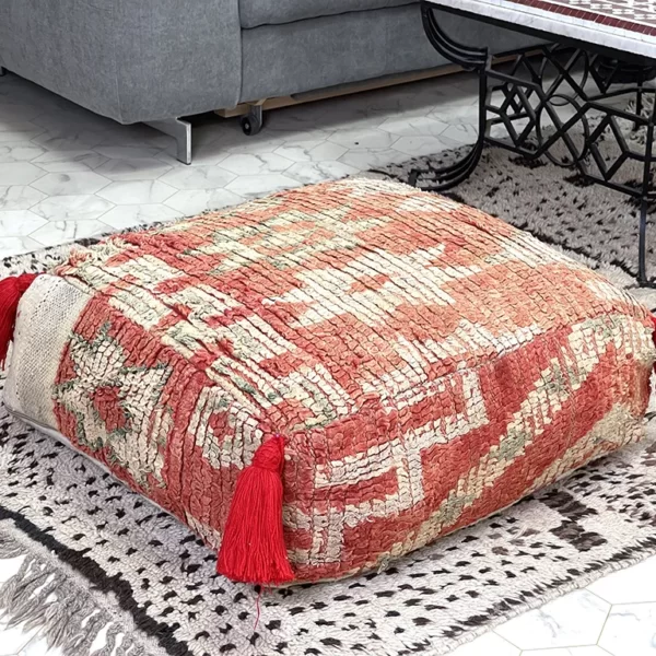 Salma's Orchid Kilim Pouf: A Floral & Artistic Moroccan Touch