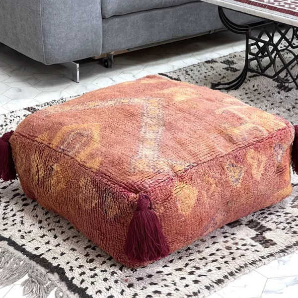 Experience Warmth and Comfort with the Rosewood Charm Kilim Pouf