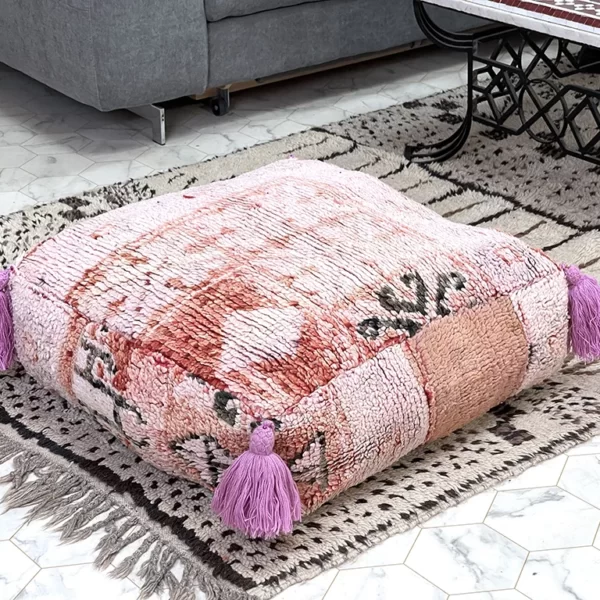 Experience Serene Sophistication with the Winter Moonlight Kilim Pouf