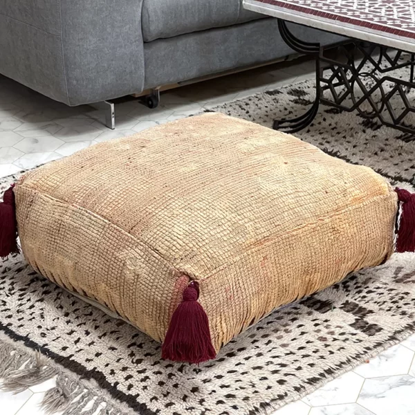 Sonoran Sand Kilim Poufs: Warm Desert-Inspired Moroccan Poufs for Any Space