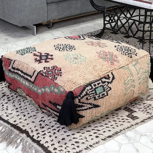 Tannery Charm Kilim Pouf: Rustic & Charming Addition to Your Home Decor