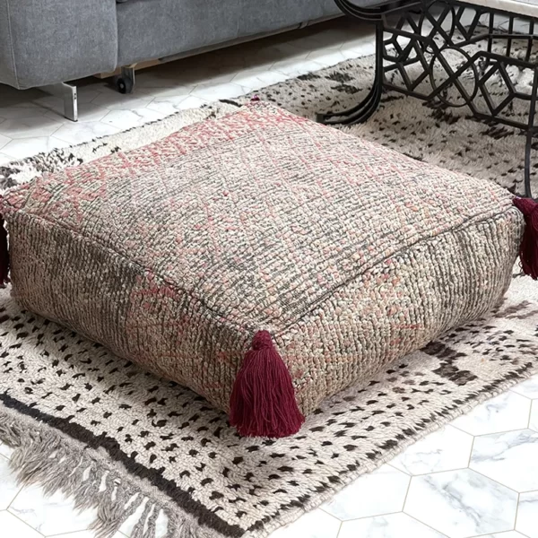 Elevate Your Home with Luxurious Kilim Pouf - Terracotta Trails