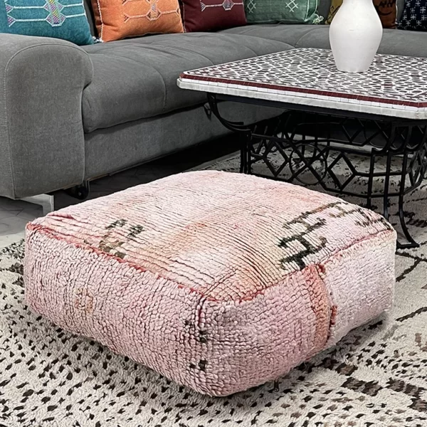 Icy Pink moroccan kilim pouf