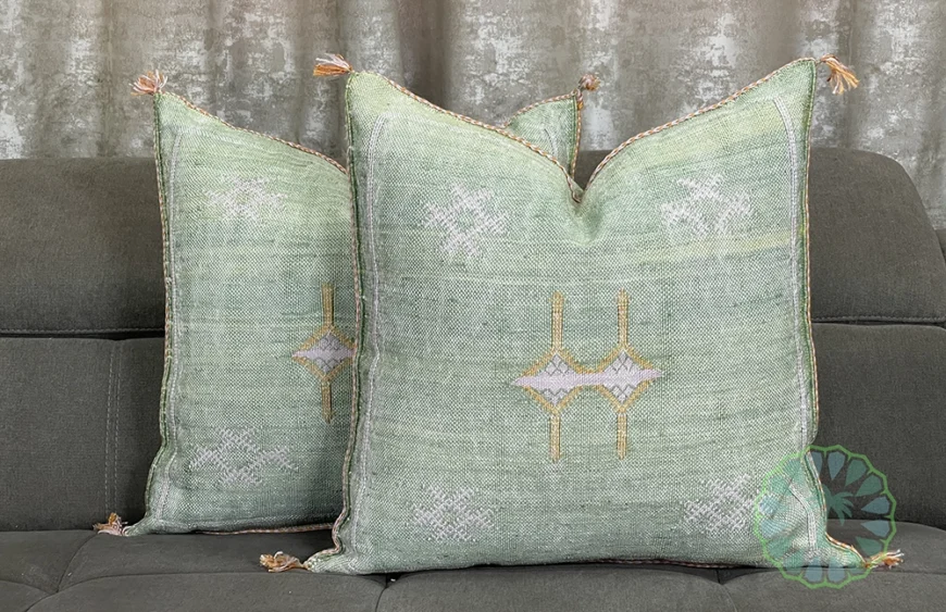 Green moroccan silk Pillows