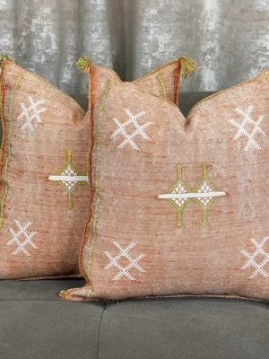 Orange moroccan silk Pillows