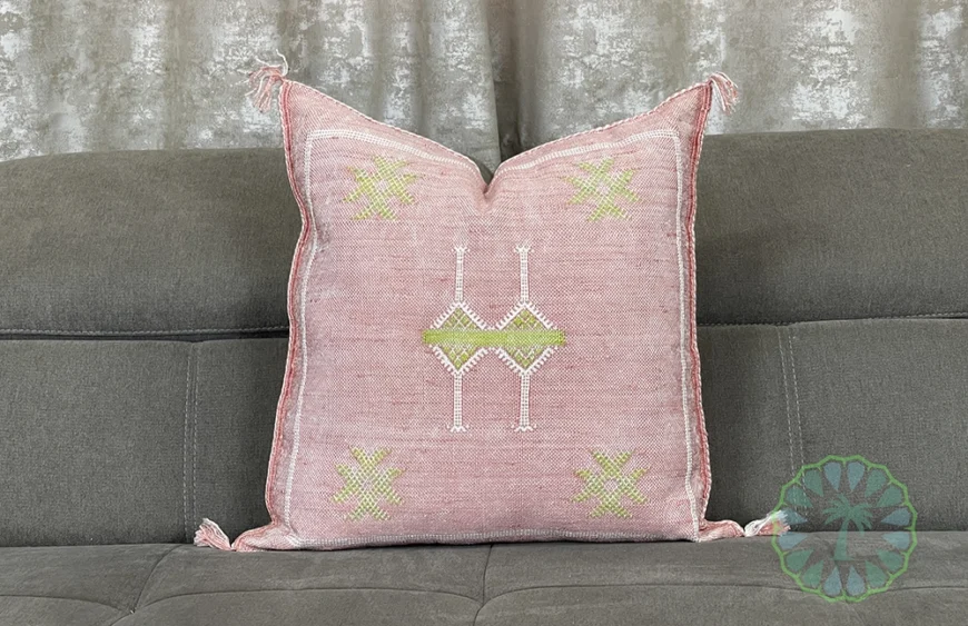 Pink moroccan silk pillow
