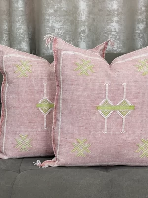 Pink moroccan silk pillow