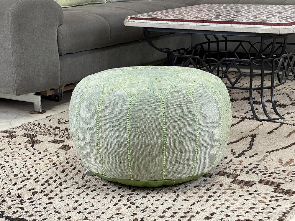 Minty Oasis - Natural Cactus Silk Pouf